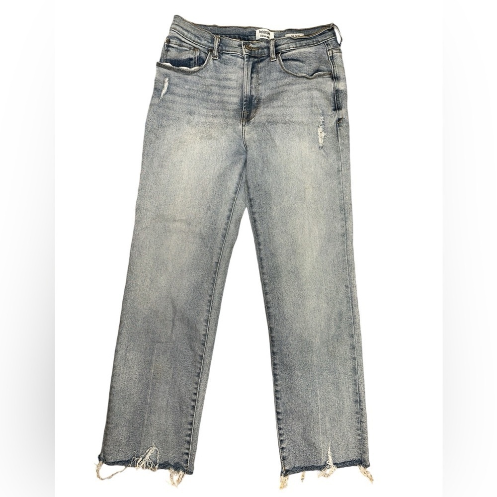 Kensie Jeans Vintage Luxe The Slim Light-wash Raw Hem Straight Leg Jeans 8/29